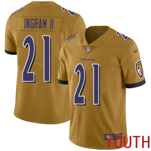 Baltimore Ravens Limited Gold Youth Mark Ingram II Jersey NFL Football #21 Inverted Legend